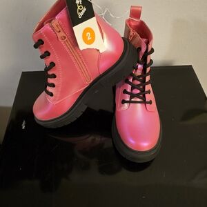 Hot Pink Combat Boots with Side Zip